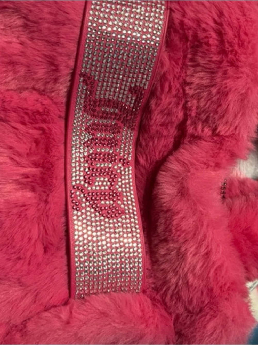 Pink Crystal-Embellished Furry purse